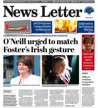 The front page of Thursday's News Letter