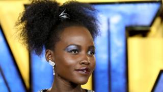 Lupita Nyong'o attends the European Premiere of 'Black Panther' at Eventim Apollo on February 8, 2018 in London, England