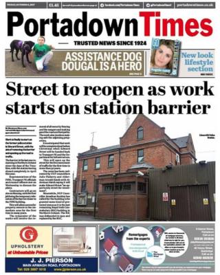 Front page of the Portadown Times