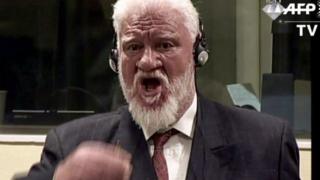 Slobodan Praljak in court at The Hague. Photo: 29 November 2017