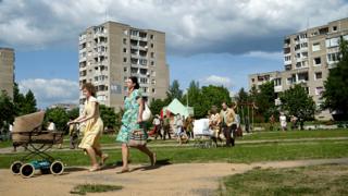 Crowd scene in Chernobyl