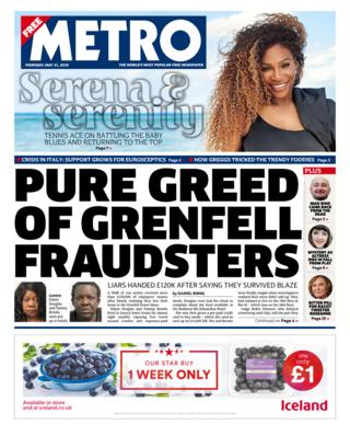 Metro front page - 31/05/18