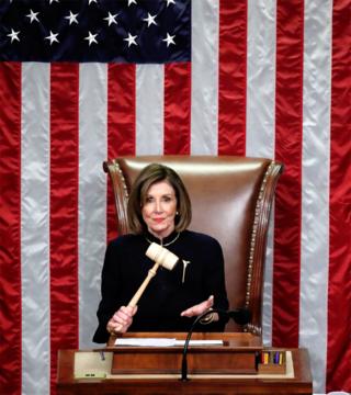 US Speaker of the House Nancy Pelosi wields the gavel