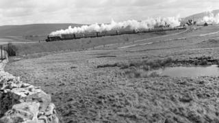 A3 locomotive Colombo with a train at Ribblehead, c 1960