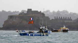 french fishing boat protesting in jersey waters