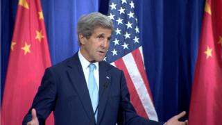 John Kerry speaking at the recent press conference.