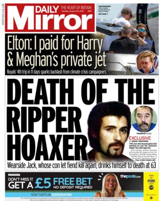 Newspaper headlines: PM's Brexit demands and Sir Elton defends royals ...