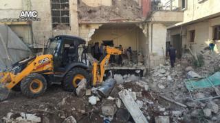 Photo posted online by pro-opposition Aleppo Media Centre purportedly showing damage to M10 hospital (3 October 2016)