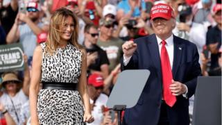 Donald and Melania Trump attends a rally in Florida in October 2020