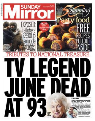 Sunday Mirror front page