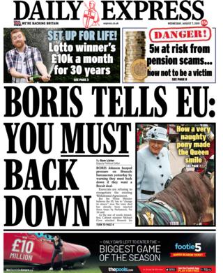 Front page of the Daily Express