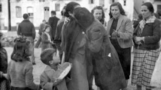 Greek refugees returning from Egypt in 1945 after three years at RA Wells camp