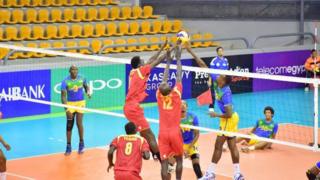 Umugwi w'u Rwanda (ubururu n'umuhondo) watsinze Botswana 3-0