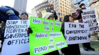 Government workers protest the government shutdown