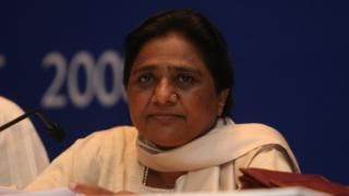 Mayawati at a press conference