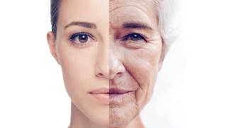 Rostro mitad mujer joven mitad vieja
