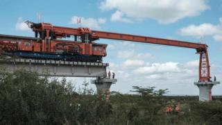 A track-laying machine at the construction site of Standard Gauge Railway (SGR) in Nairobi, Kenya - Saturday 23 June 2018