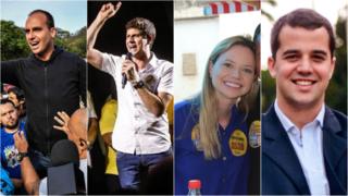 Montagem mostra fotos de Eduardo Bolsonaro; João Campos; Danielle Cunha e Marco Antônio Cabral