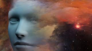ilustración de un rostro en el espacio