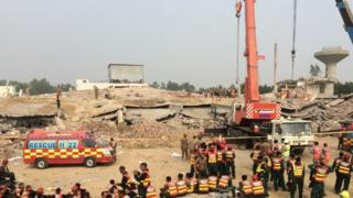 The scene of the Lahore factory collapse