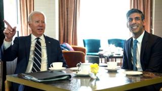 Joe Biden and Rishi Sunak at a hotel