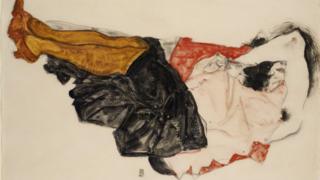 Woman Hiding Her Face, a drawing by Egon Schiele
