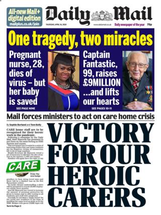 Front page of the Daily Mail