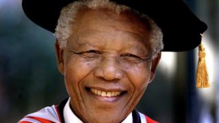 Nelson Mandela, le premier président noir de la république d'Afrique du Sud.