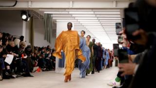 Models walk the Richard Malone show at London Fashion Week 2020