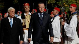 رجب طیب اردوغان، رئیس جمهوری ترکیه و پروکوپیس پاولوپولوس رئیسجمهوری یونان