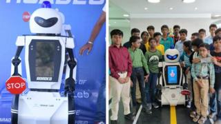 சென்னையில் போக்குவரத்தை சரிசெய்யும் பணியில் ரோபோ - பள்ளி மாணவர்கள் சாதனை