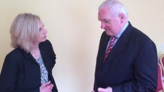 Carole Walker speaking to former Irish prime minister Bertie Ahern
