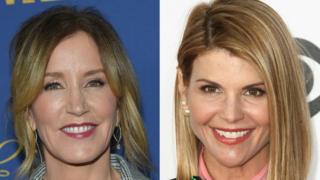 US actresses Felicity Huffman (L) and Lori Loughlin