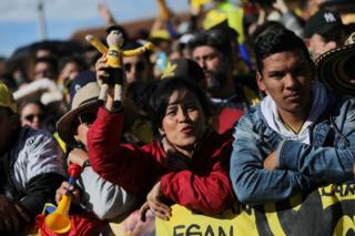Crowds line the streets of Zipaquira to catch a glimpse of Egan Bernal