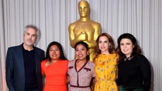 Alfonso Cuarón, Nancy Garcia Garcia, Yalitza Aparicio, Marina de Tavira y Gabriela Rodríguez