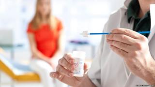 Patient preparing for cervical screening