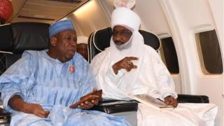 Kano State Govnor Abdullahi Ganduje and Emir of Kano Muhammad Sanusi II