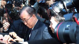 Former U.N. Secretary-General Ban Ki-moon gets into a car after a press conference at the National Assembly in Seoul, South Korea, Wednesday, Feb. 1, 2017.