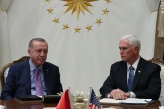 Cumhurbaşkanı Recep Tayyip Erdoğan ve ABD Başkan Yardımcısı Mike Pence