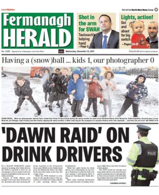 front page of the Fermanagh Herald Wednesday 13 December 2017