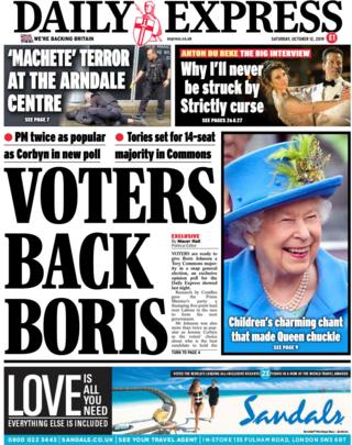 Front page of the Daily Express on 12 October 2019