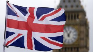 Союз флаг развевается перед Вестминстерским дворцом