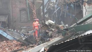 rescue bosley blast fire mill devastation scene cheshire teams caption copyright since friday service site been