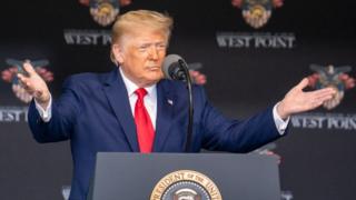 President Trump speaking at West Point in New York