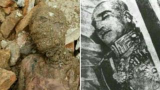 Momia que podría pertenecer a Reza Shah (izquierda) y el cadáver del monarca (derecha).
