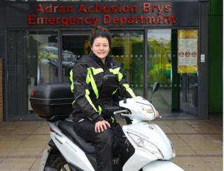 Leah Bennett on her scooter