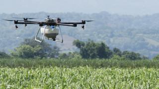 The crop-spraying drones that go where tractors can't - BBC News