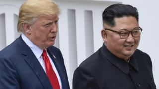 特朗普与金正恩在新加坡圣陶沙岛峰会场地(12/6/2018)