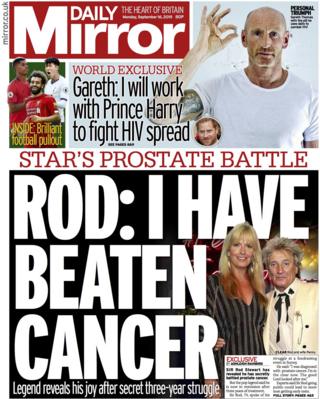 Front page of the Daily Mirror on 16 September 2019
