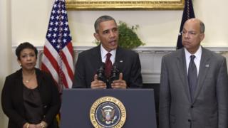 President Obama, Loretta Lynch and Jeh Johnson